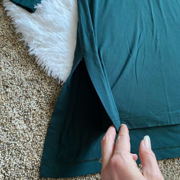 Eileen Fisher Stretchy Jersey Knit Dress Dark Teal Blue Womens Size Large - Picture 6 of 10